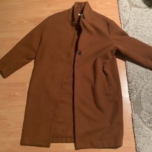 H & M long brown men’s pea coat